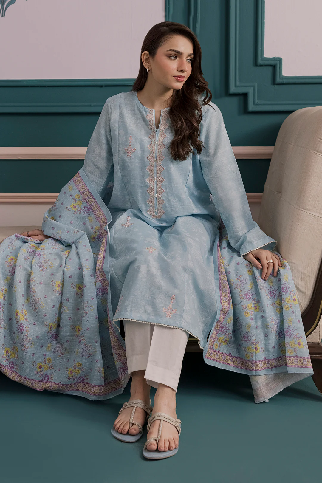 Embroidered Kurta Dupatta - 2858 - Image 3