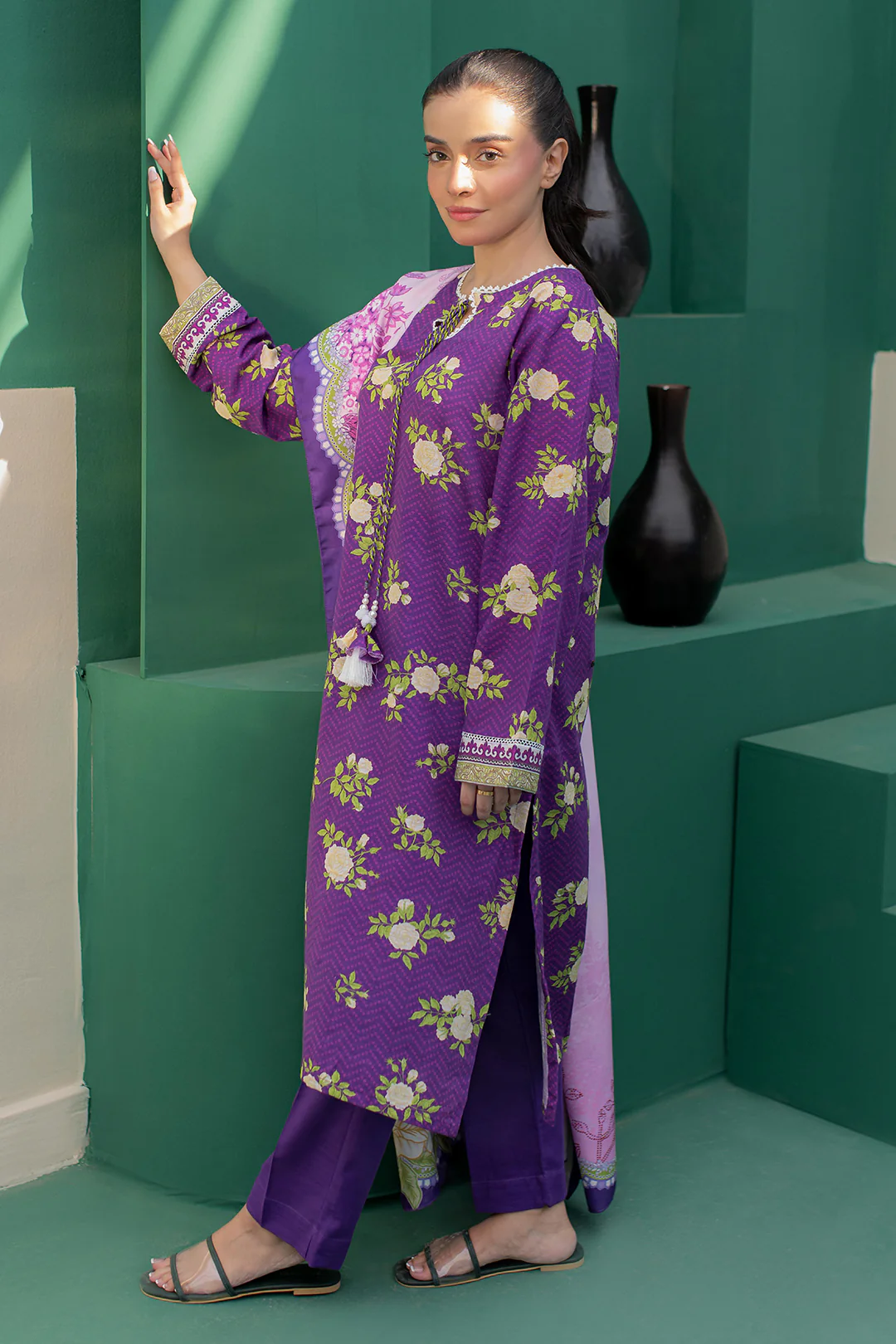 Kurta Shawl Trouser - 3010 - Image 3