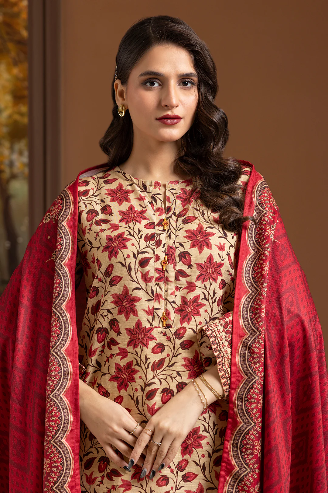 Embroidered Kurta Shawl Trouser - 2710 - Image 2