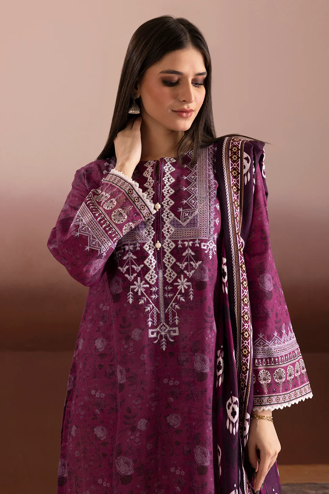 Embroidered Kurta Shawl - 3145 - Image 3