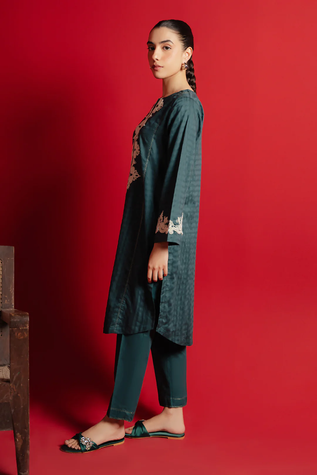 Embroidered Kurta Trouser - 0980 - Image 3