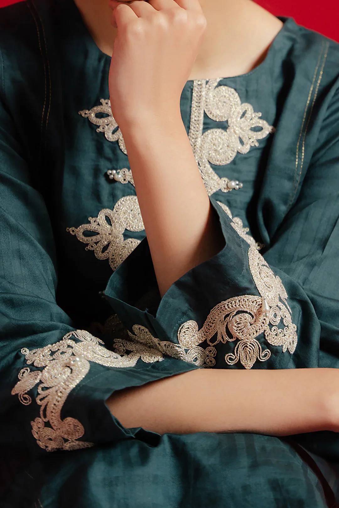 Embroidered Kurta Trouser - 0980 - Image 4
