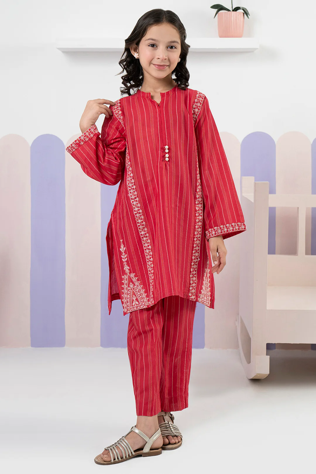 Embroidered Kurta Trouser - 2127 - Image 3