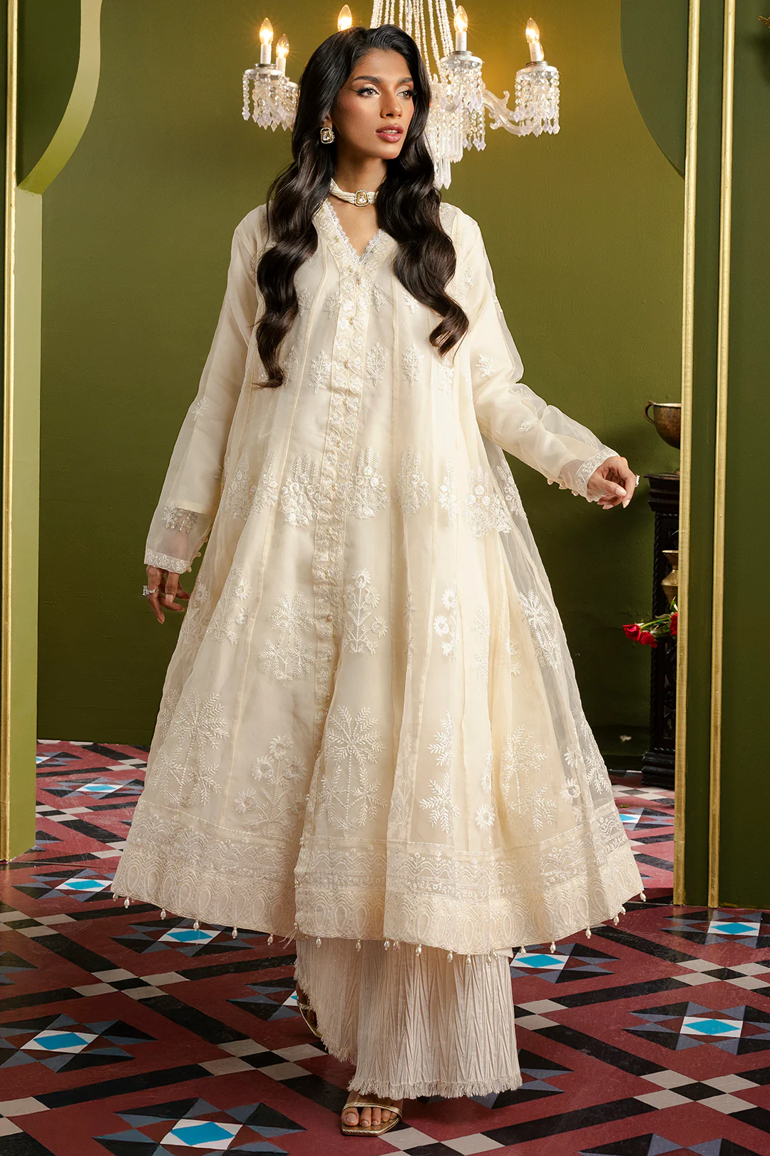 Front Open Frock With Crushed Plazo - 0711 - Image 5