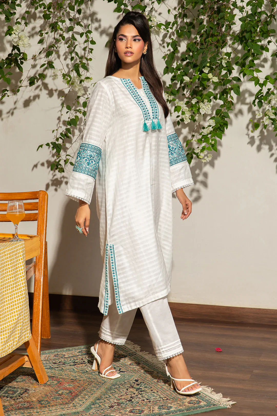 Embroidered Kurta Trouser - 1238 - Image 7