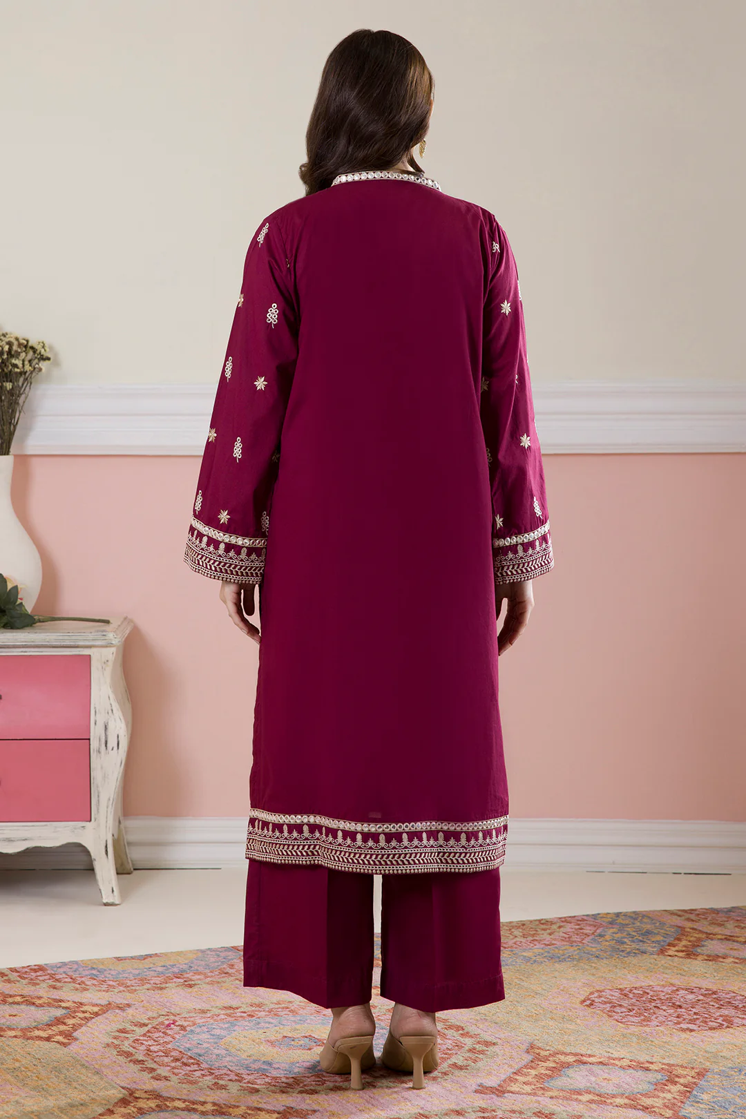 Embroidered Kurta Trouser - 2603 - Image 10
