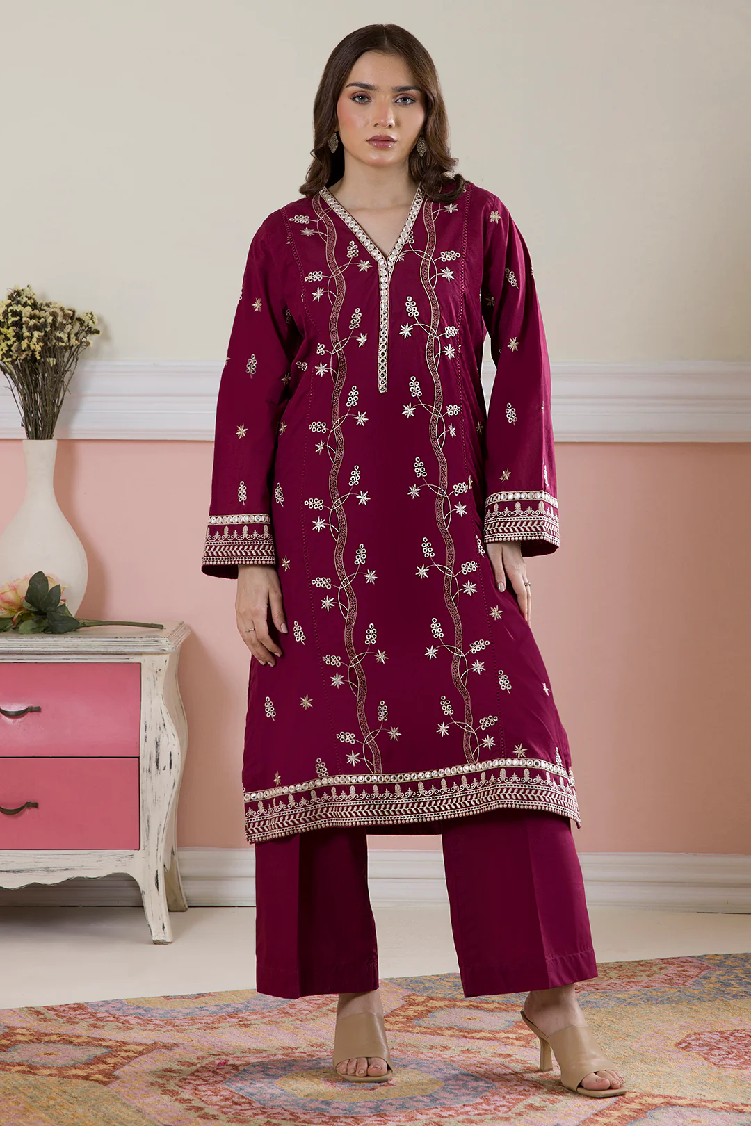 Embroidered Kurta Trouser - 2603 - Image 3
