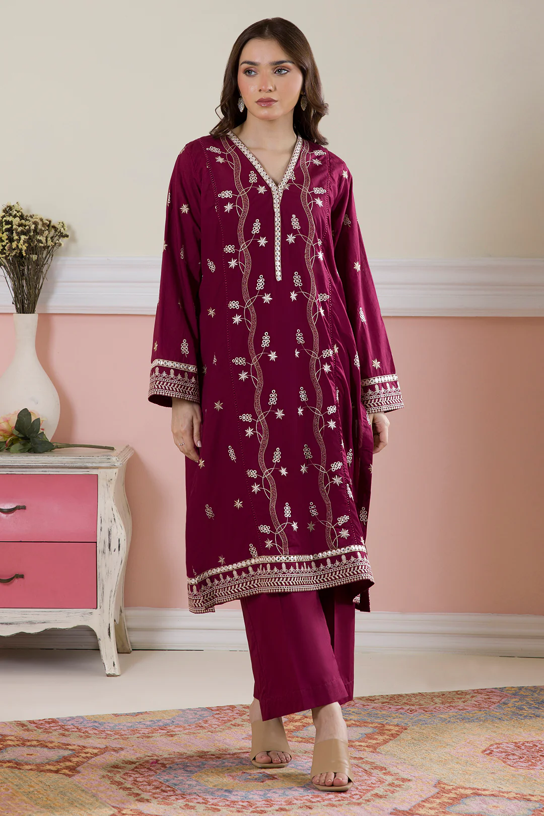 Embroidered Kurta Trouser - 2603 - Image 4