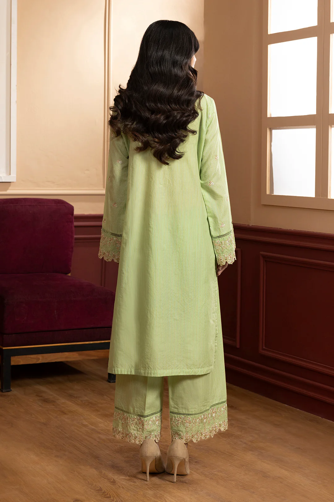 Embroidered Kurta Trouser - 2624 - Image 6