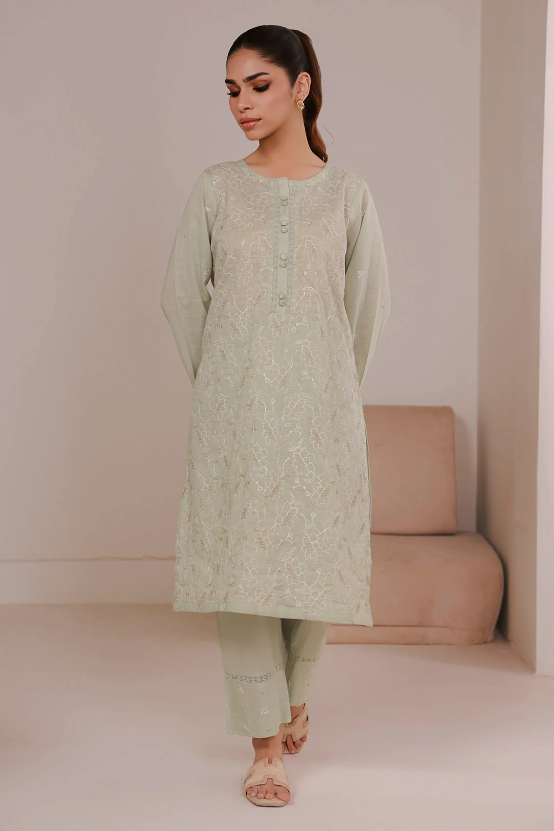 Embroidered Kurta Trouser - 2626
