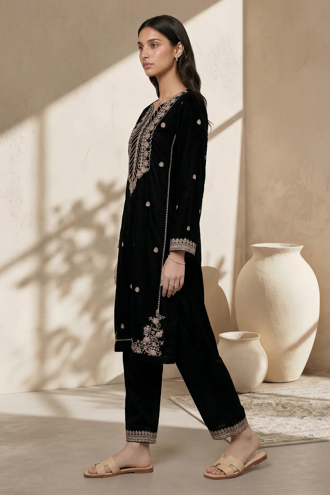 Embroidered Kurta Trouser - 2635 - Image 7