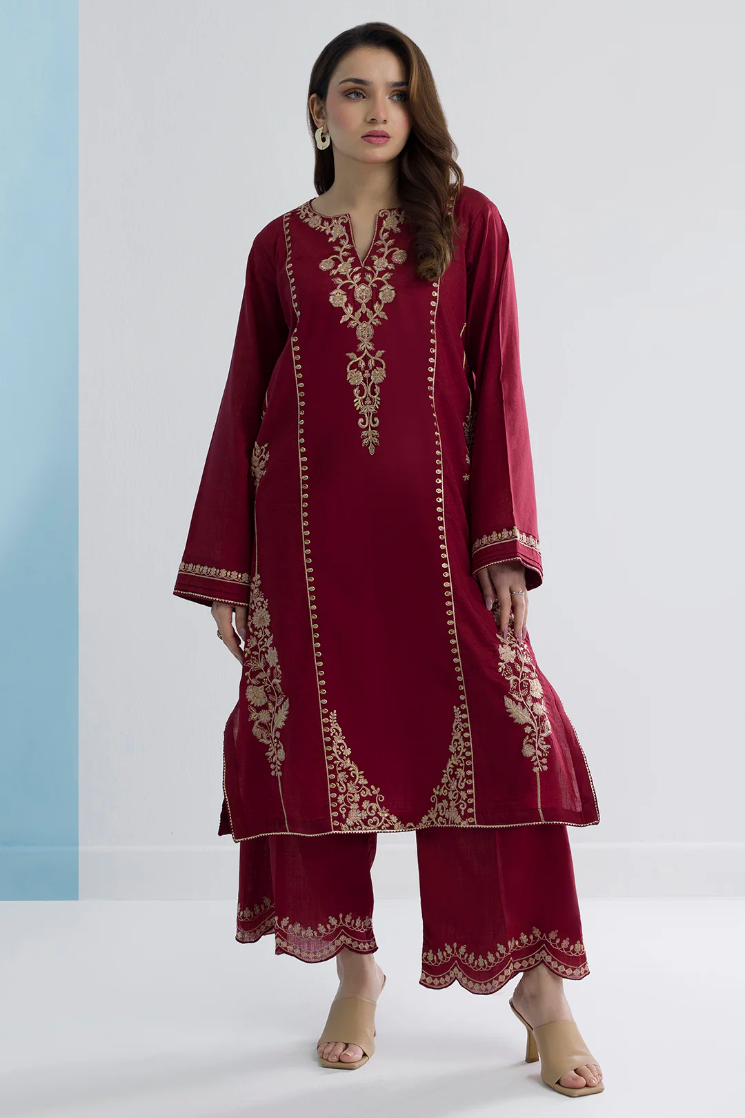 Embroidered Kurta Trouser - 2637 - Image 10