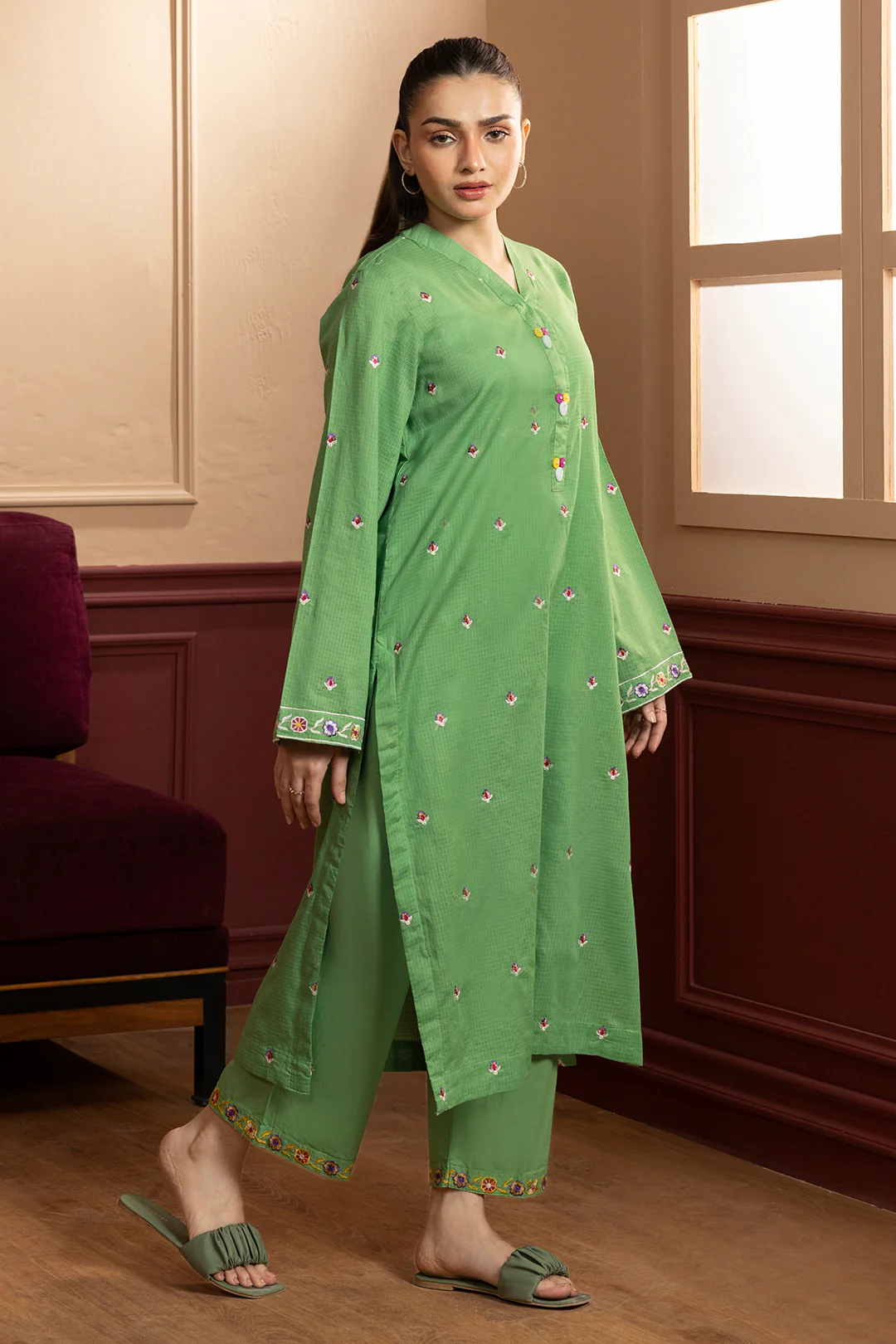 Embroidered Kurta Trouser - 2678 - Image 3