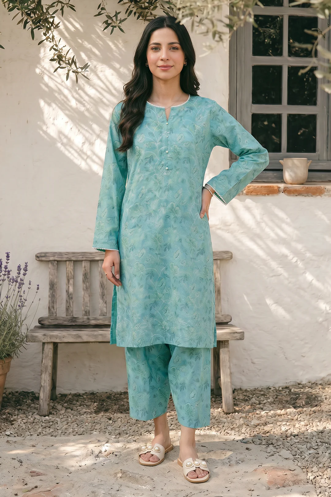Embroidered Kurta Trouser - 2094 - Image 3
