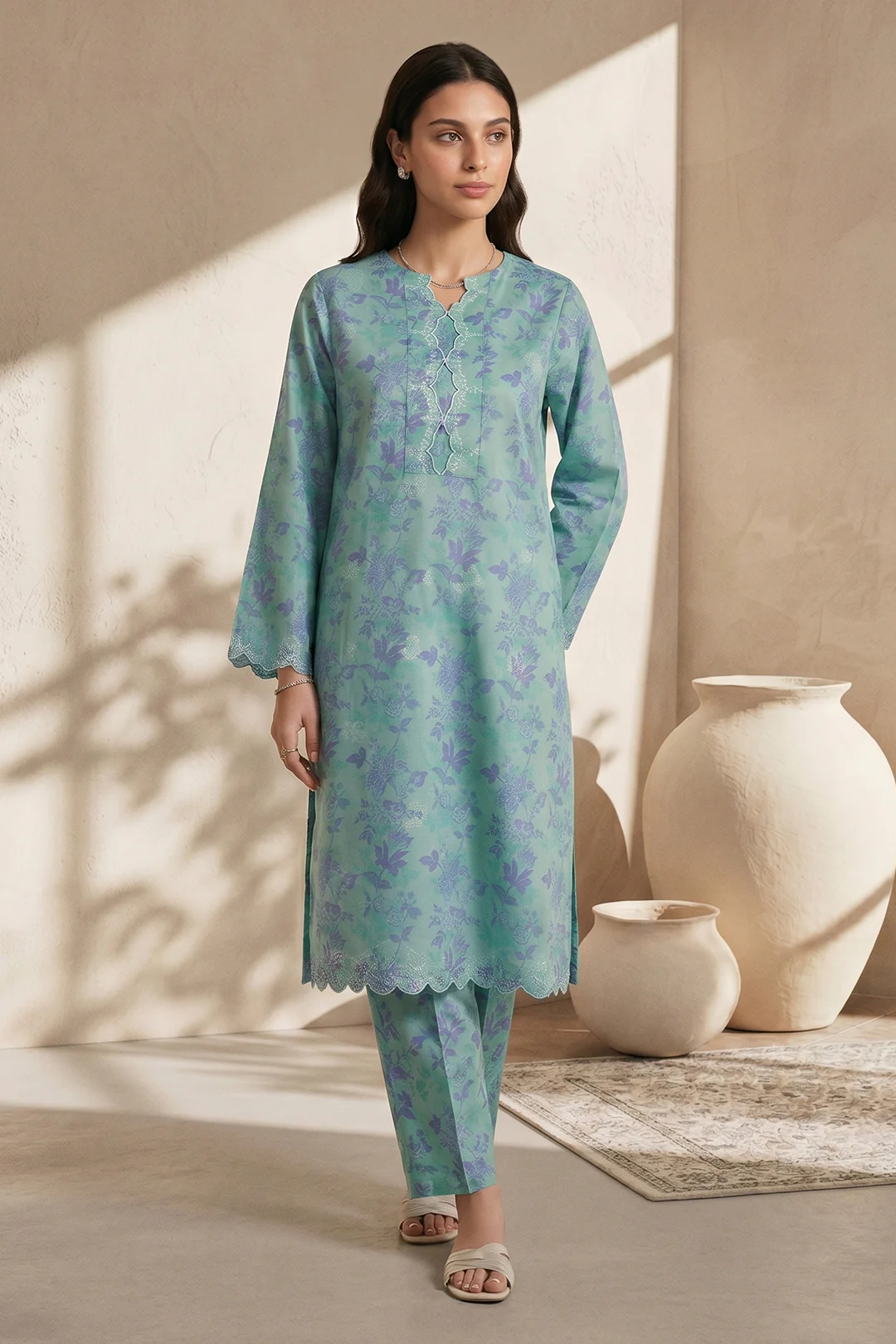 Embroidered Kurta Trouser - 2372 - Image 2