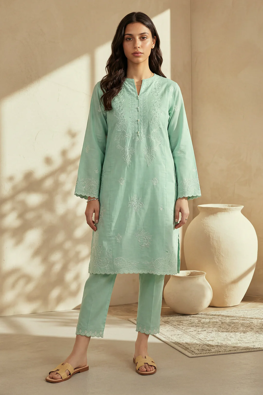 Embroidered Kurta Trouser - 3210