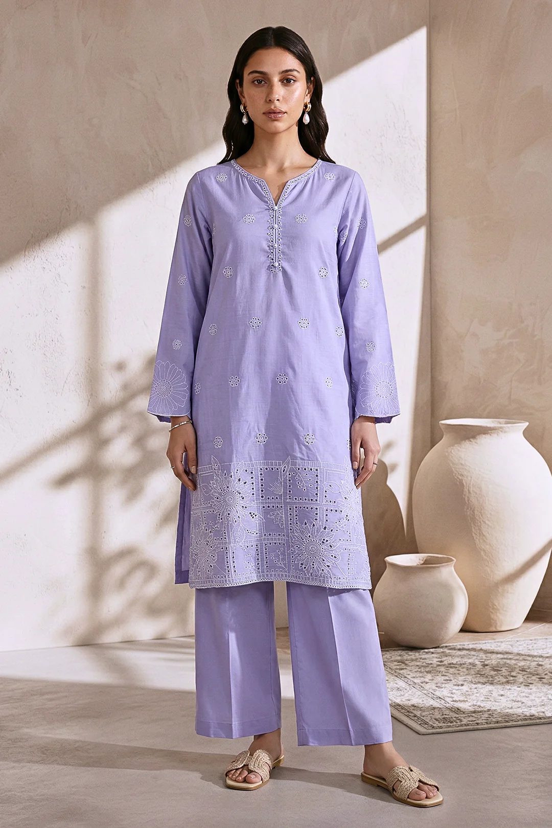 Embroidered Kurta Trouser - 3701