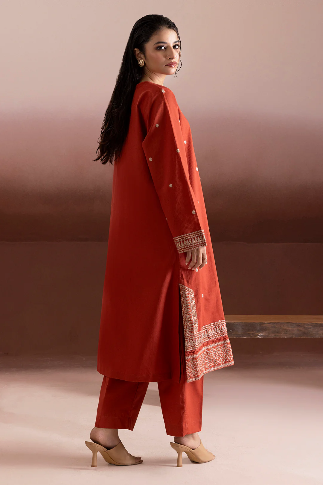 Embroidered Kurta Trouser - 3377 - Image 12