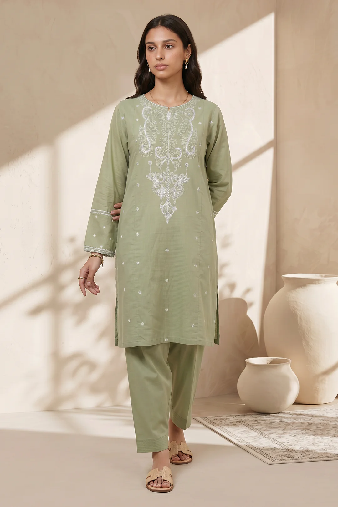 Embroidered Kurta Trouser - 2571 - Image 2