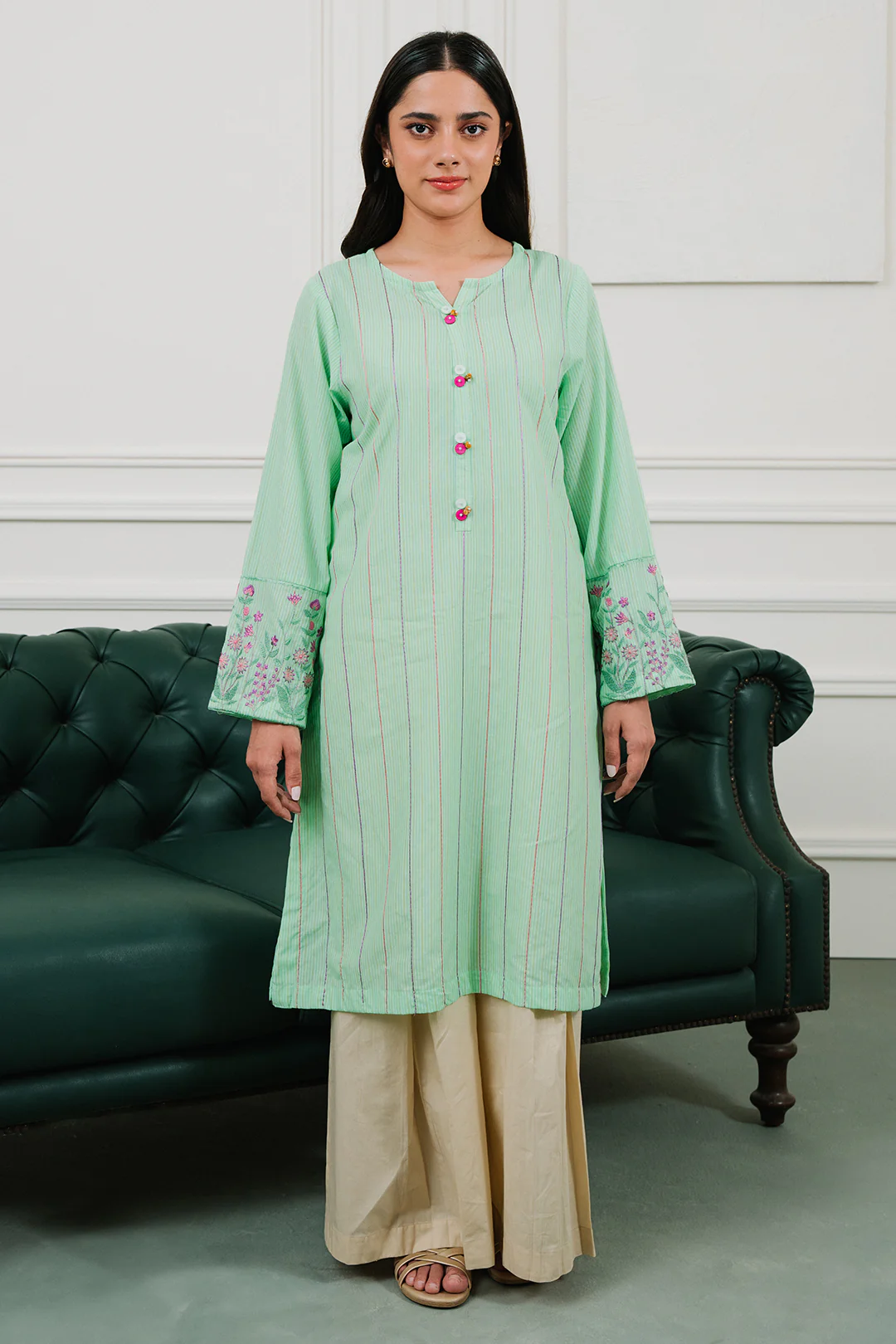 Embroidered  Kurta - 1869 - Image 3