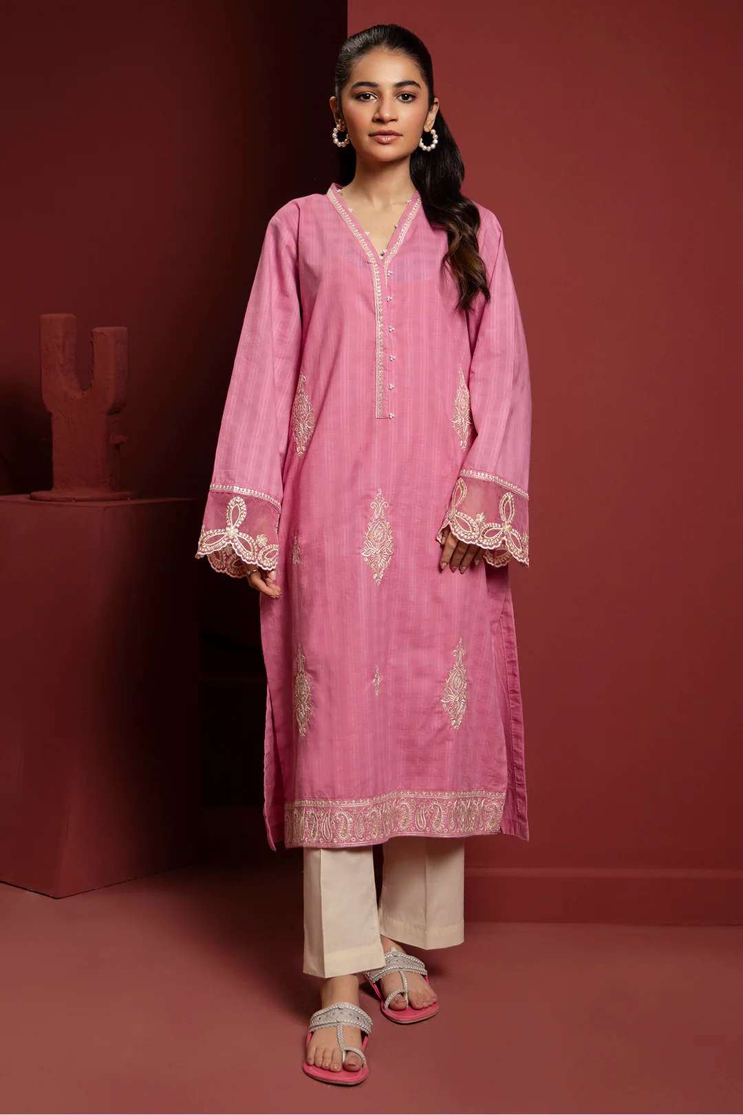 Embroidered Kurta - 2056 - Image 7