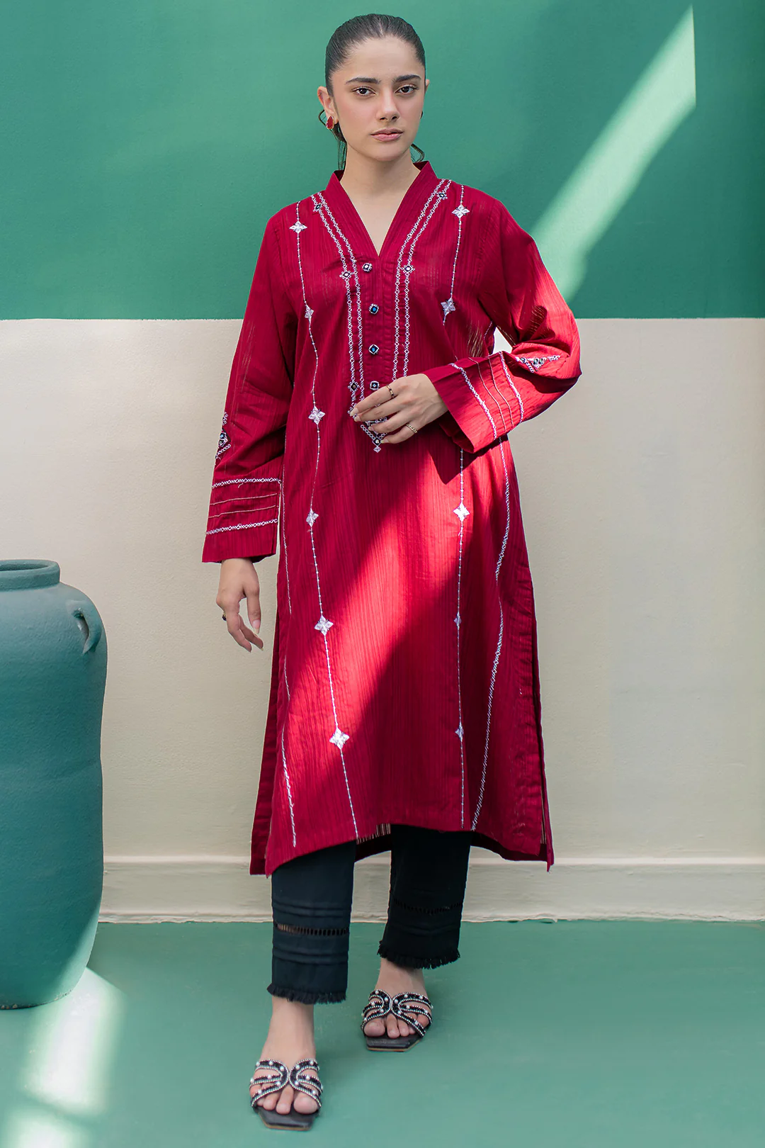 Embroidered Kurta - 2141 - Image 2