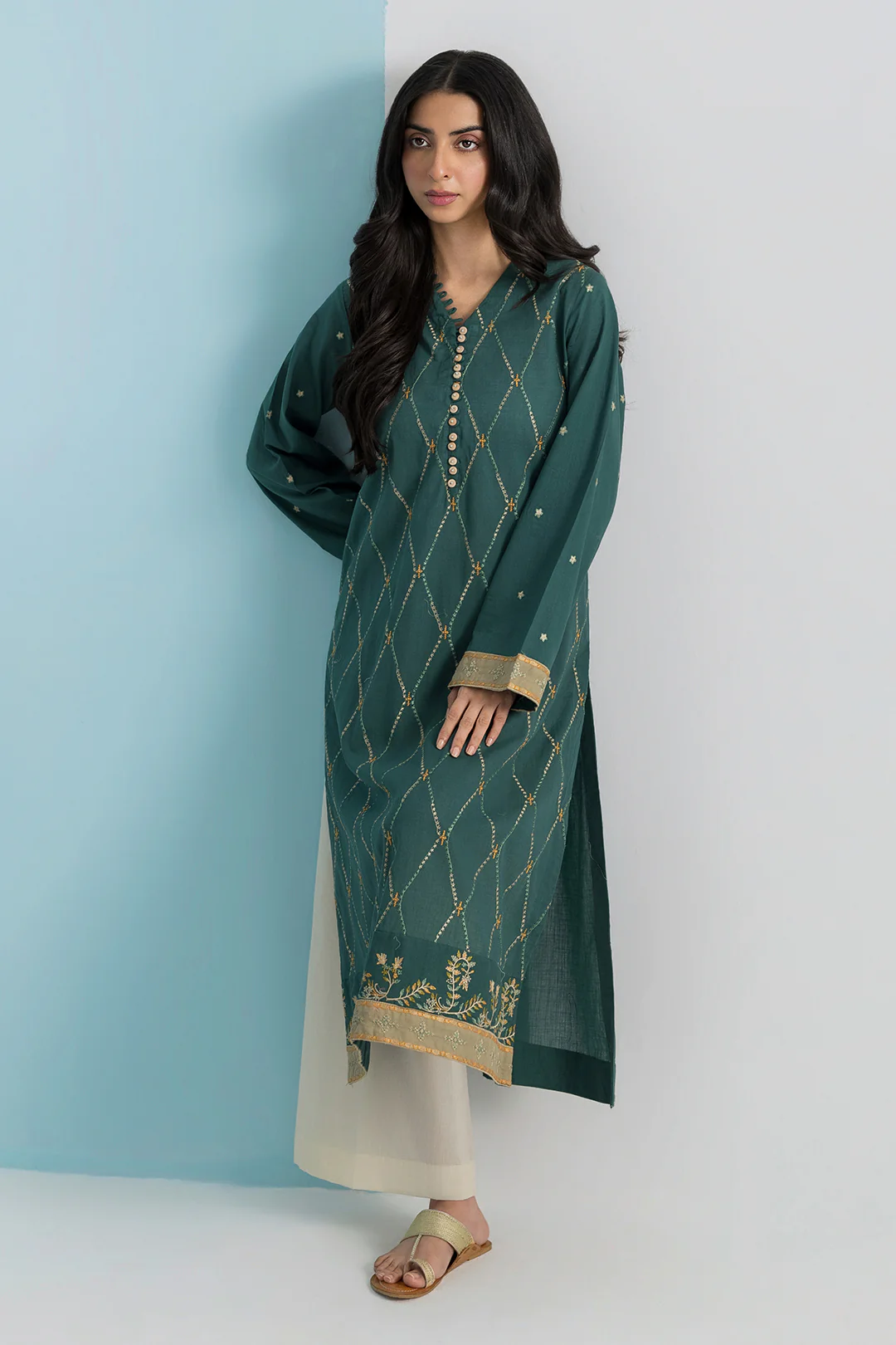Embroidered Kurta - 2676 - Image 5