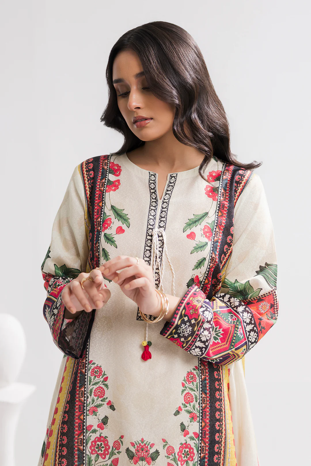 Printed Kaftaan Slub Textured Dress - 2894 - Image 4
