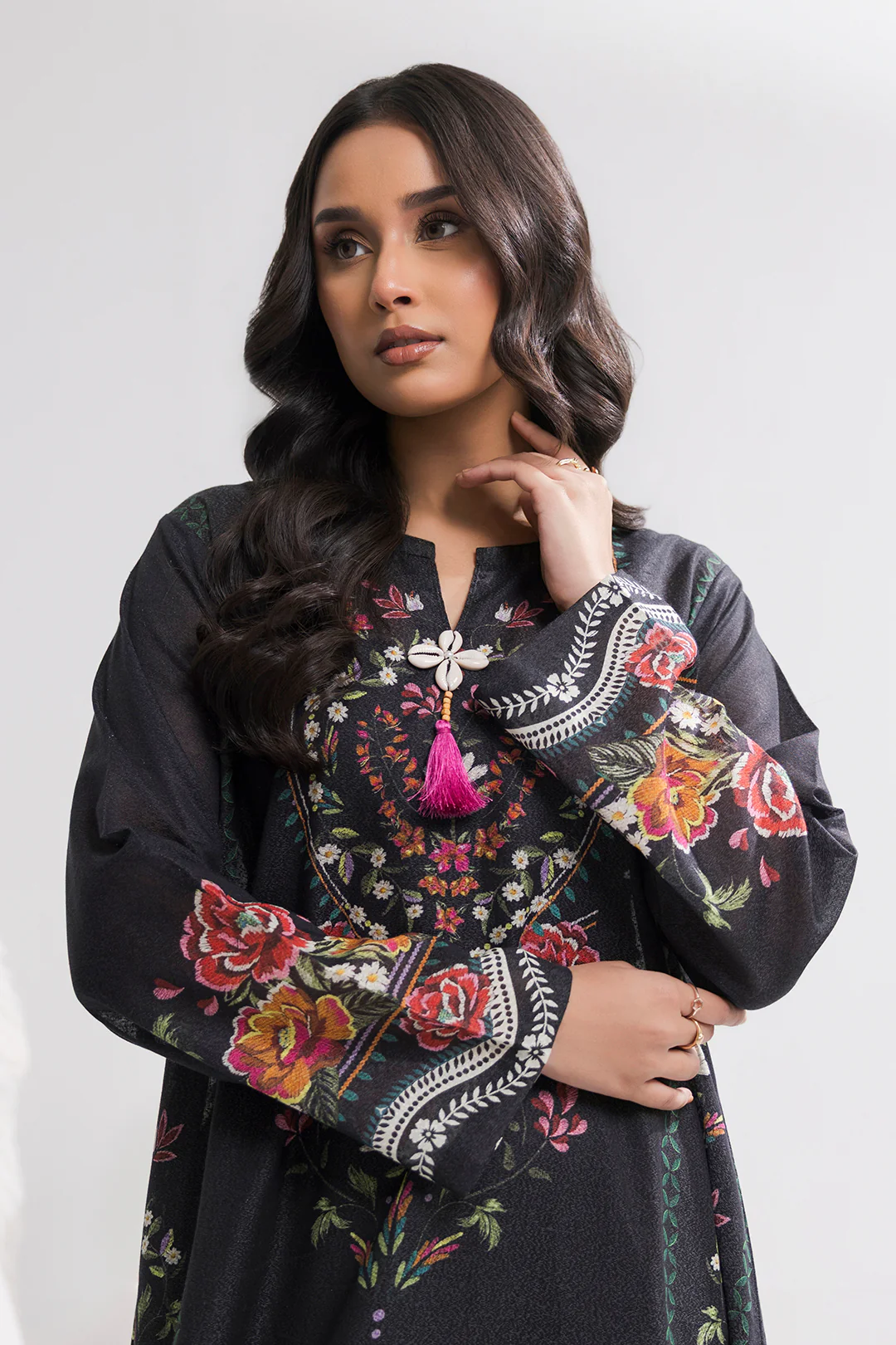 Printed Kaftaan Slub Textured Dress - 2895 - Image 5