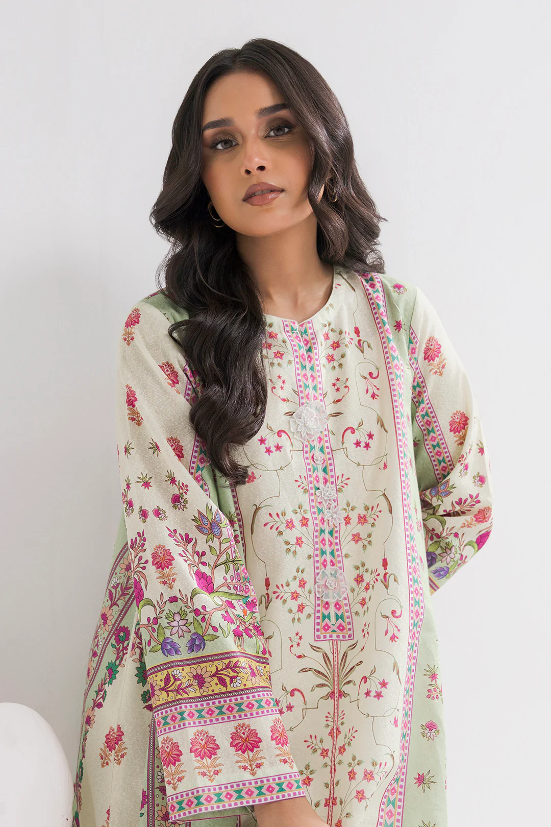 Printed Kaftaan Slub Textured Dress - 2897 - Image 4
