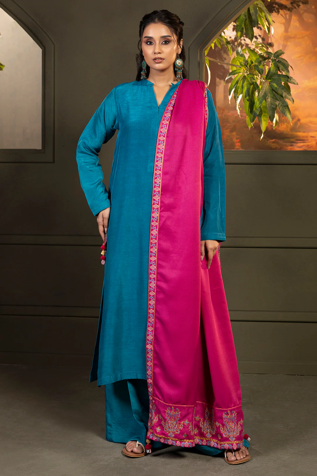 Embroidered Shawl - 0011 - Image 12