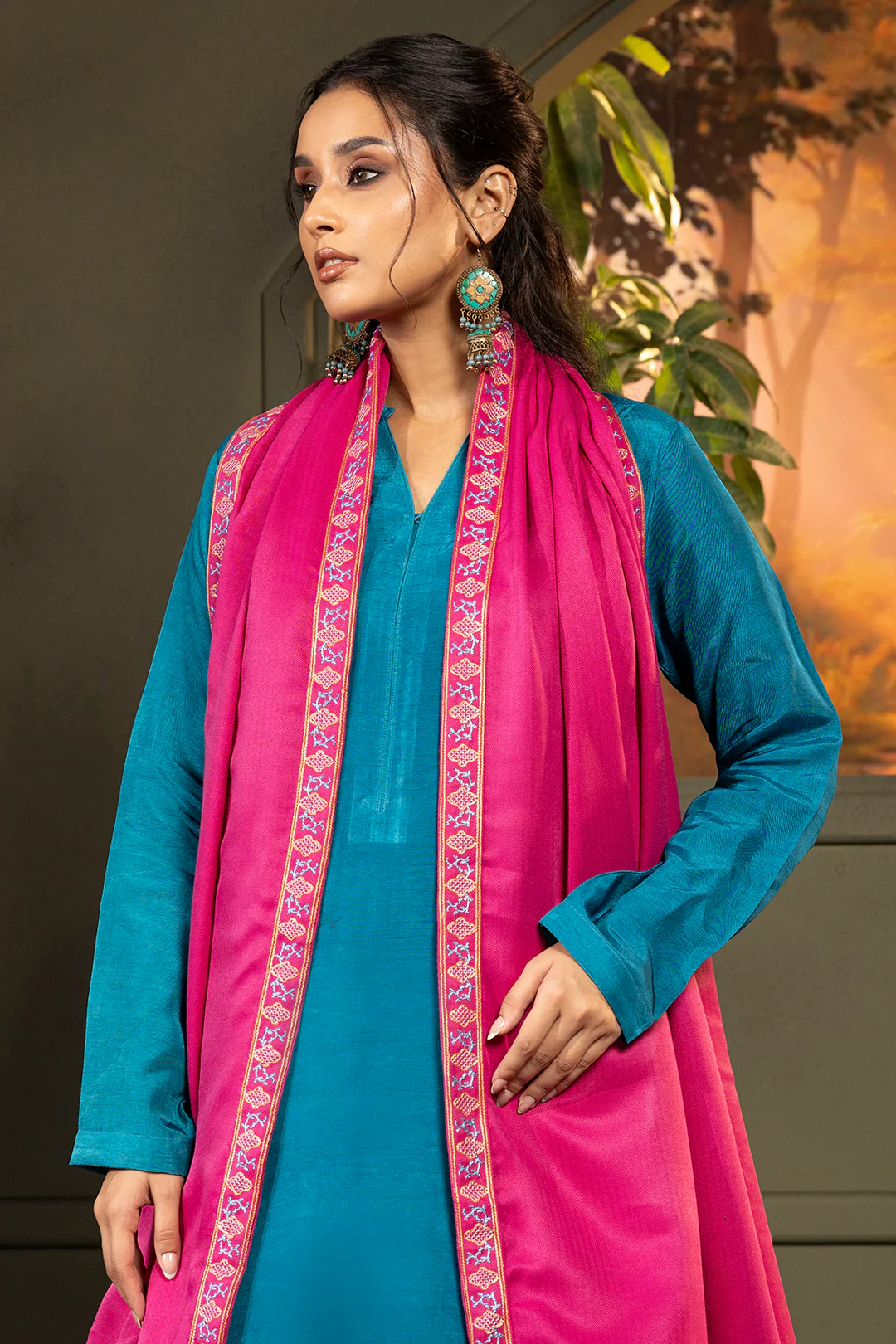Embroidered Shawl - 0011 - Image 3