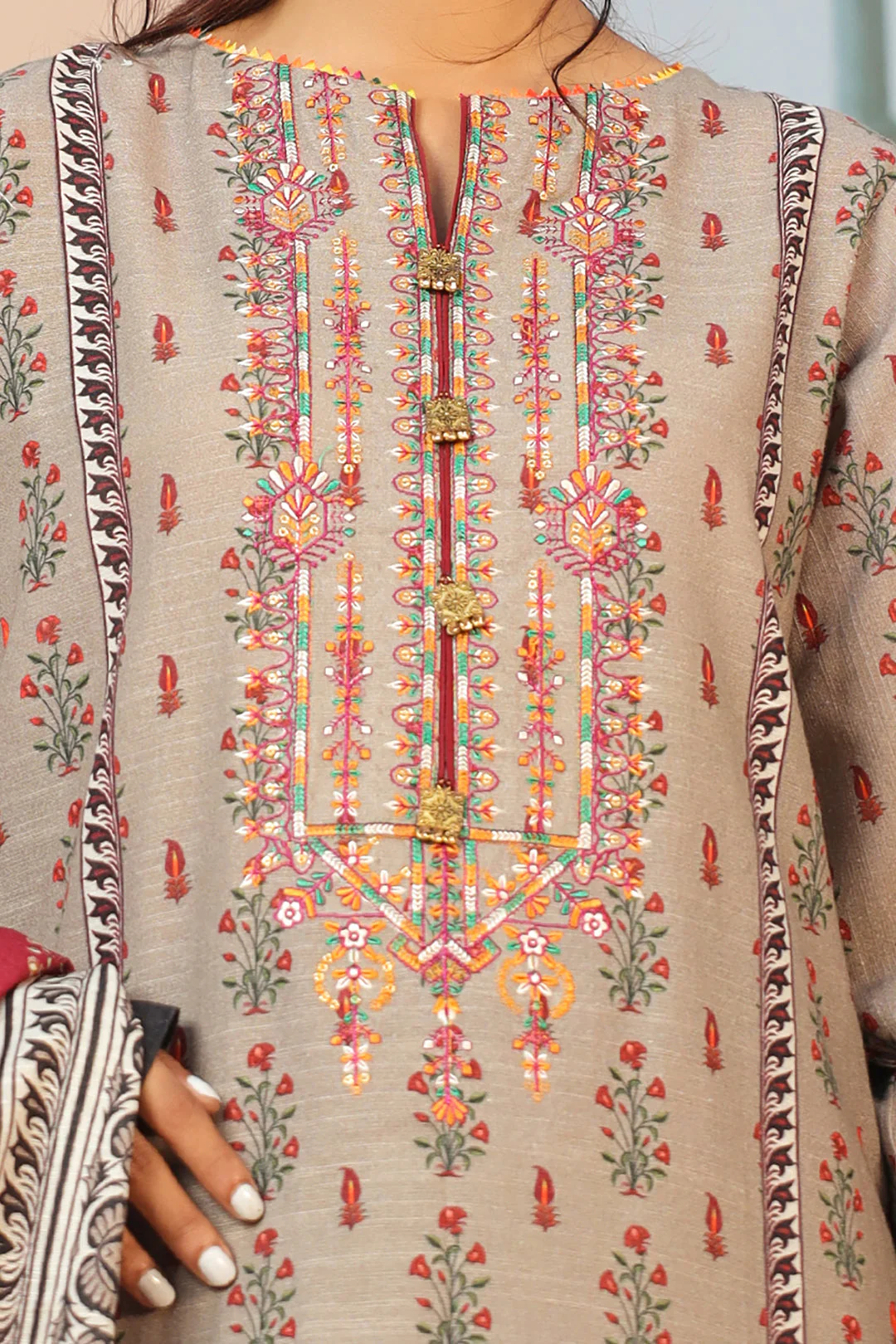 Embroidered Shirt Dupatta - 0797 - Image 4