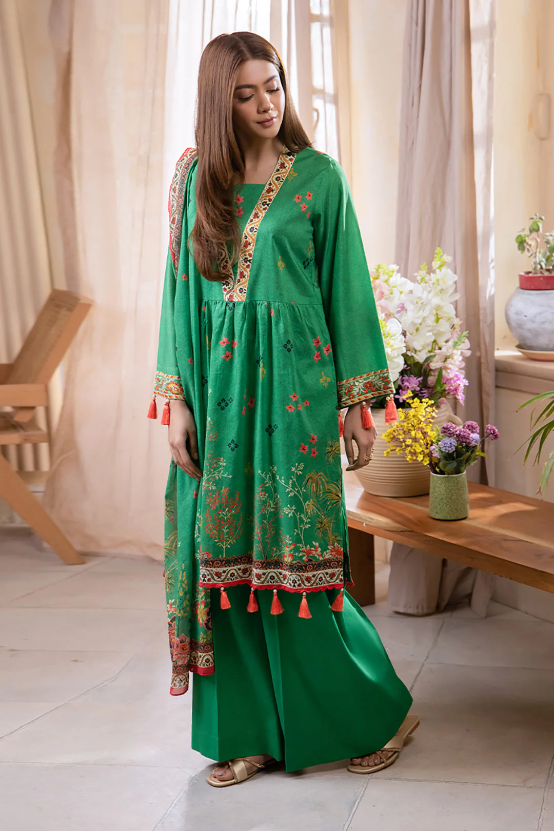 Embroidered Shirt Dupatta - 1022 - Image 3