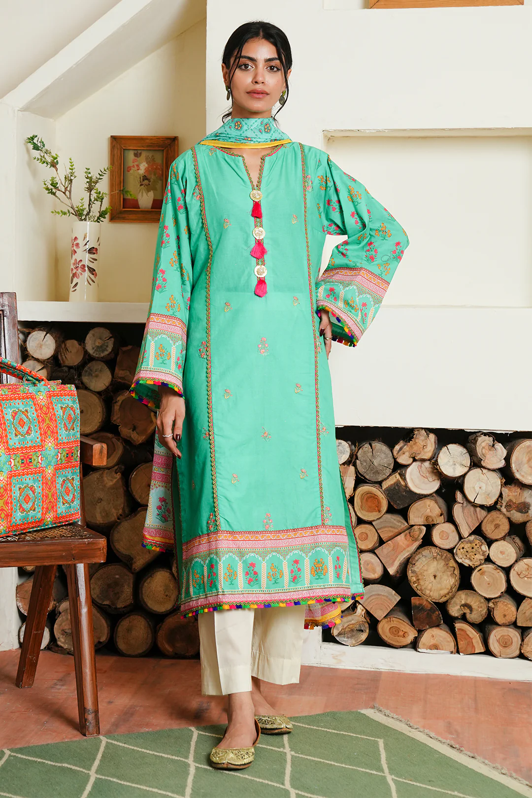 Embroidered Shirt Dupatta - 0019 - Image 3