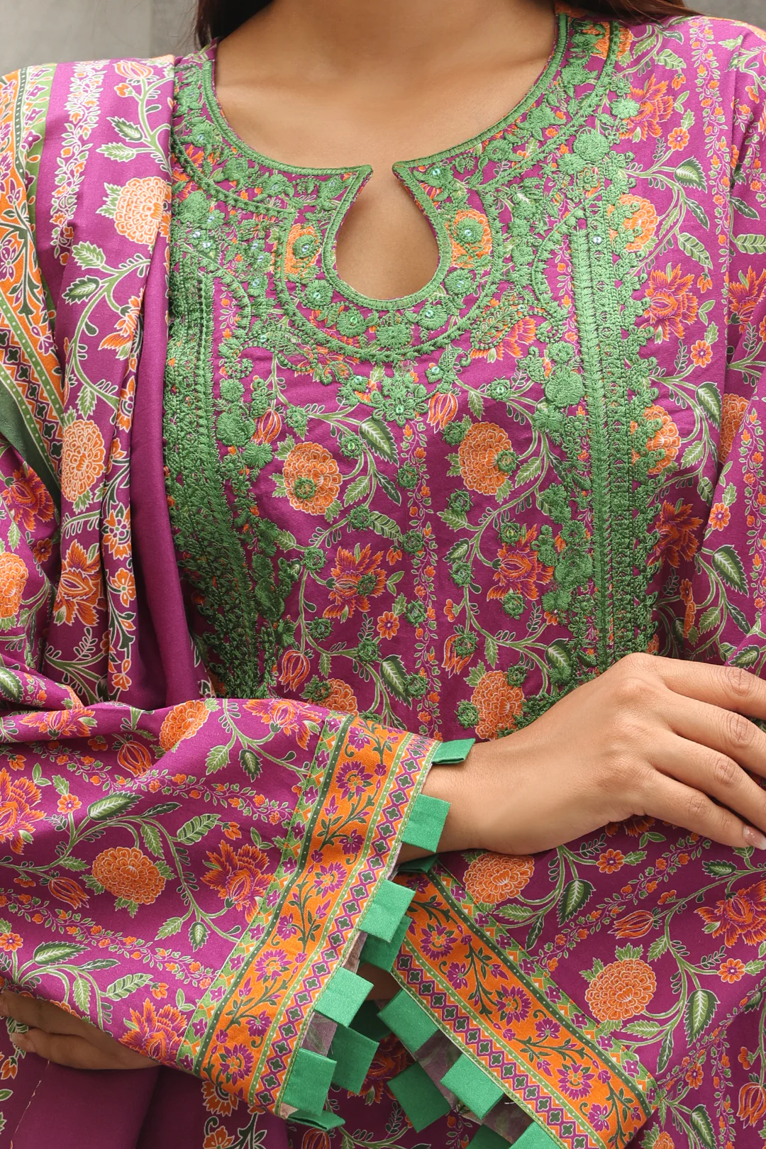 Embroidered Shirt Dupatta - 0026 - Image 4