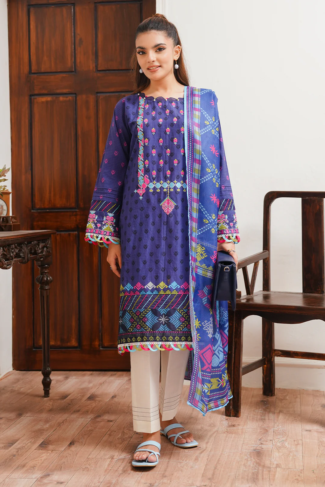 Embroidered Shirt Dupatta - 0108 - Image 6