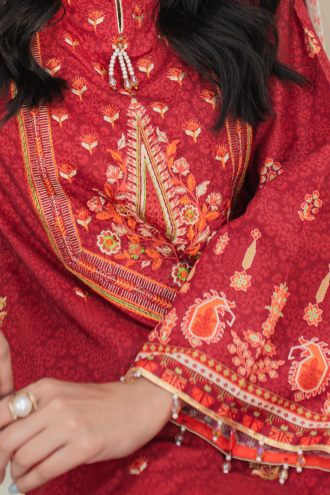 Embroidered Shirt Dupatta - 1025 - Image 4