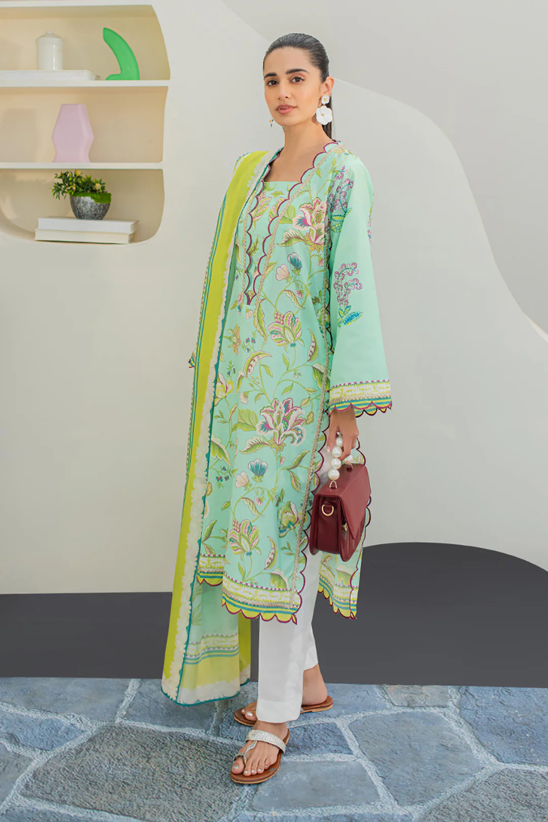 Embroidered Shirt Dupatta - 1179 - Image 2