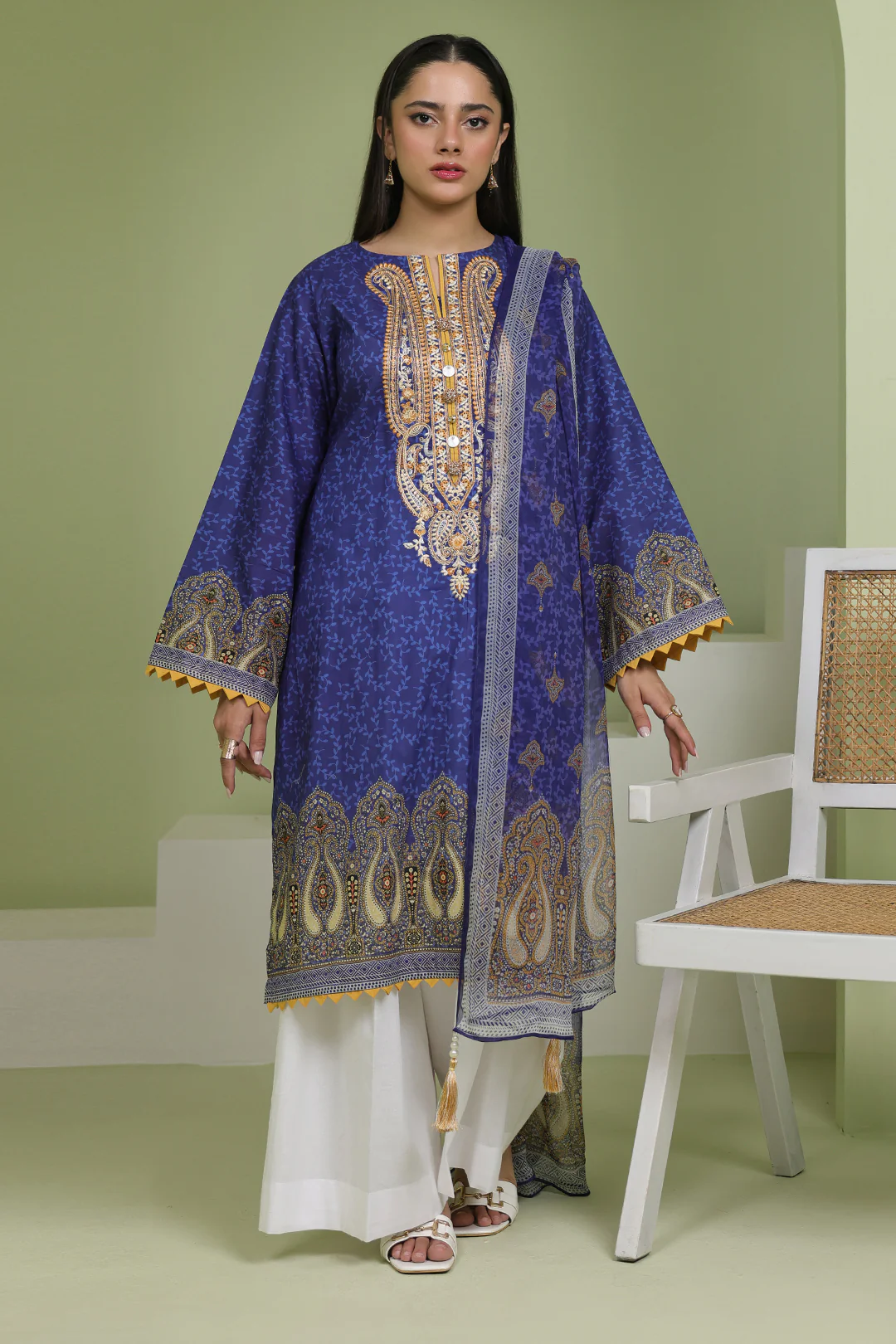 Embroidered Shirt Dupatta - 1688 - Image 2