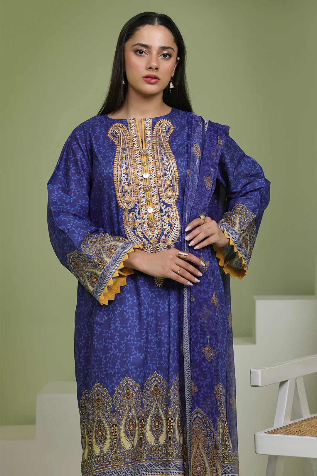 Embroidered Shirt Dupatta - 1688 - Image 4