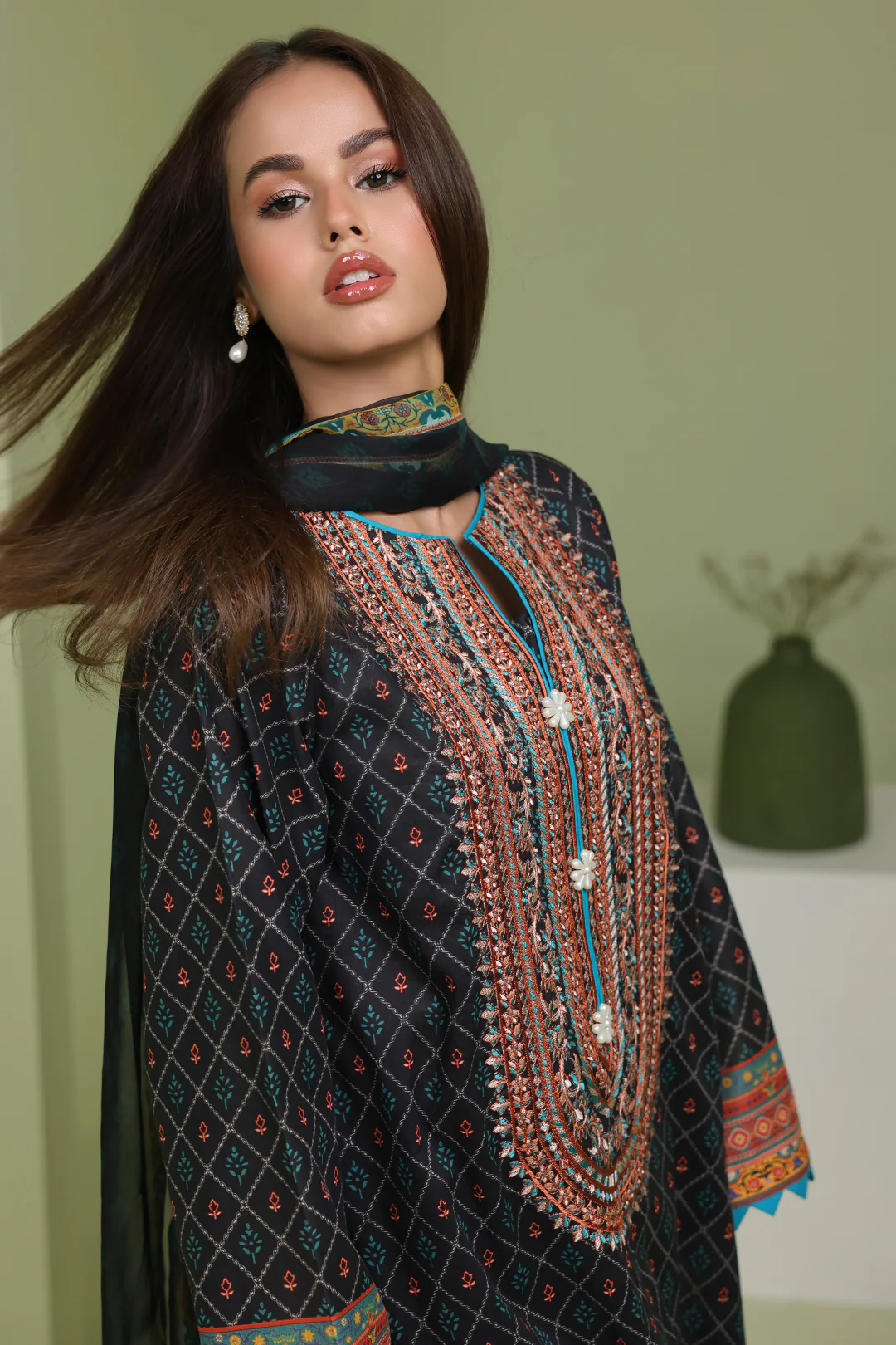 Embroidered Shirt Dupatta - 1689 - Image 5