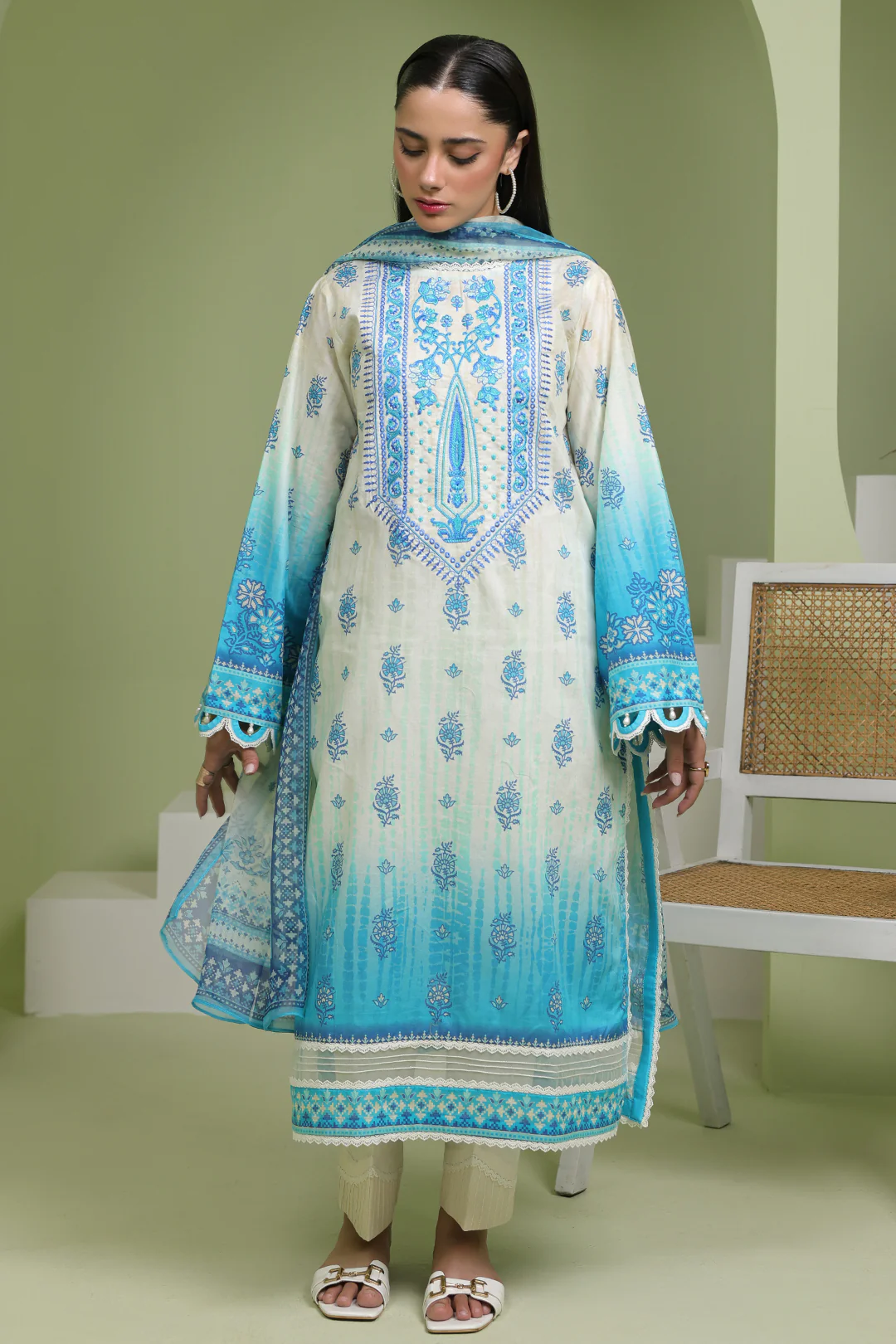 Embroidered Shirt Dupatta - 1694 - Image 2