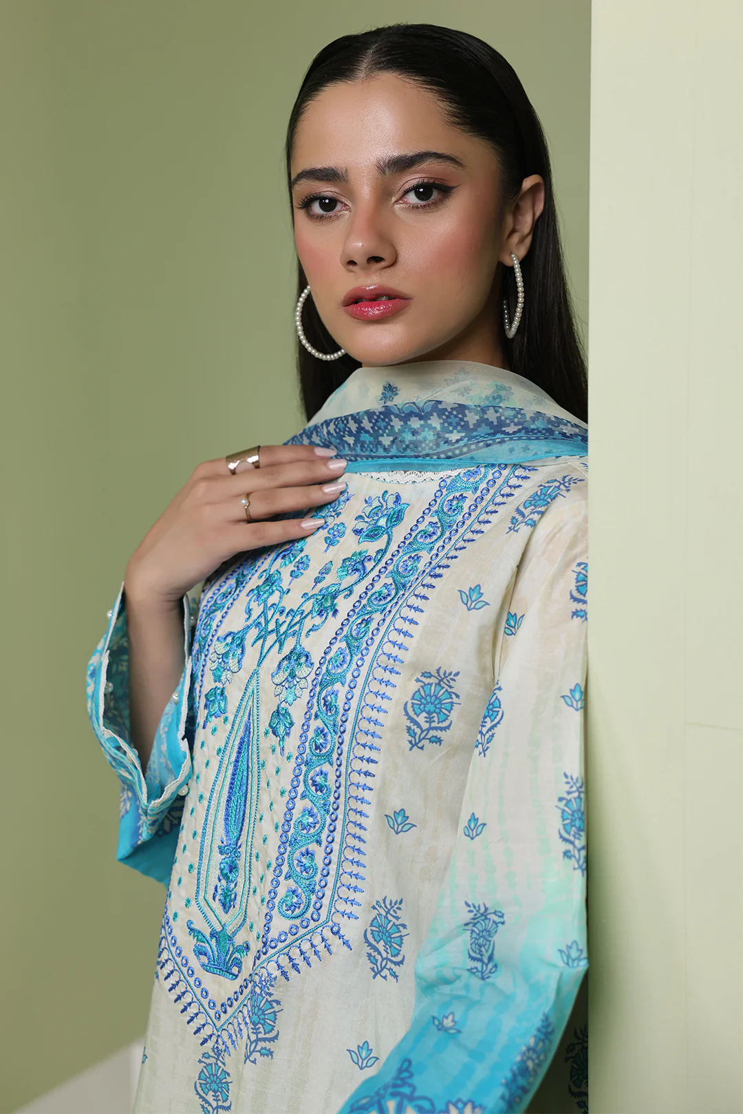 Embroidered Shirt Dupatta - 1694 - Image 3