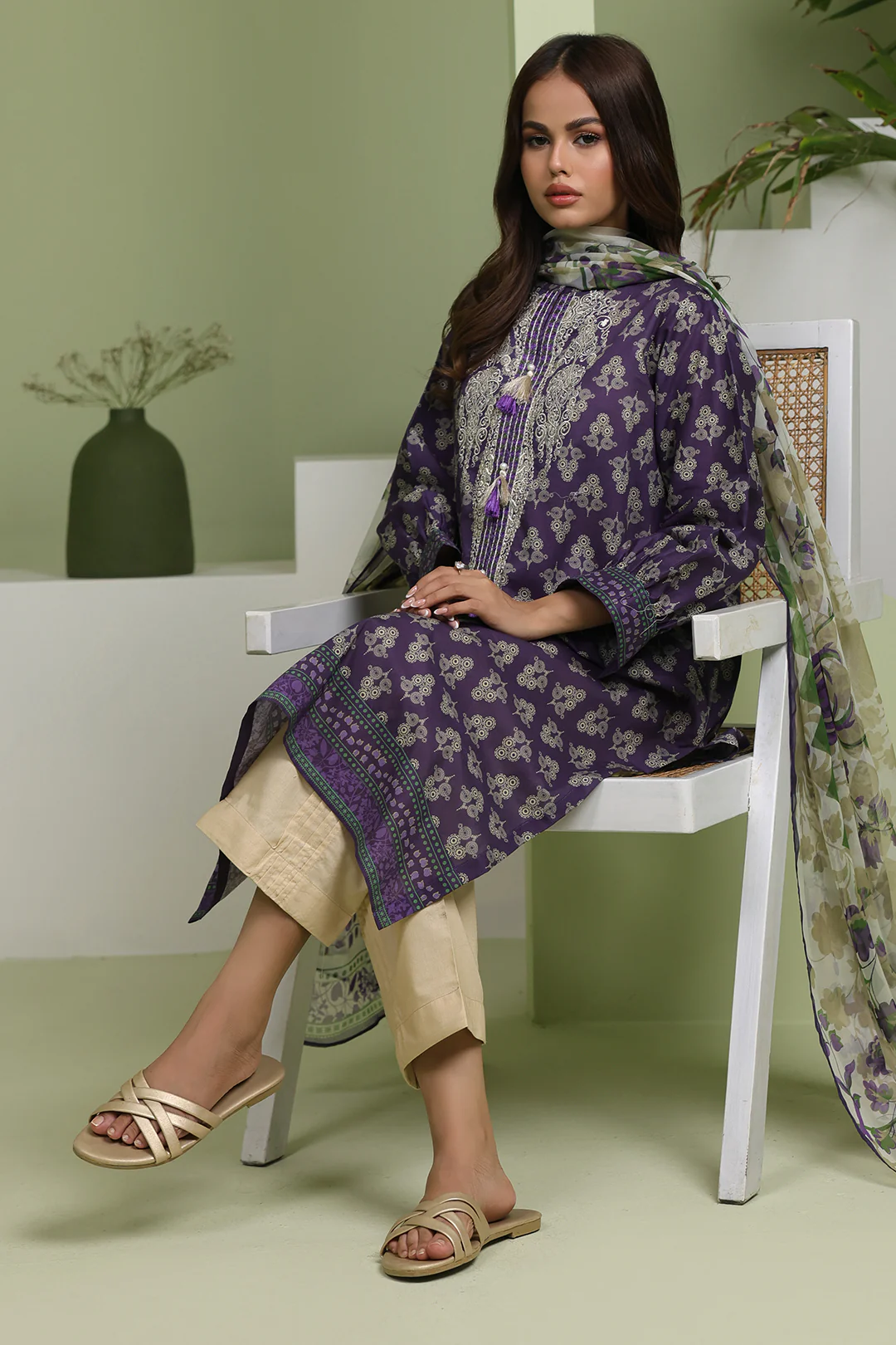 Embroidered Shirt Dupatta - 1695 - Image 4