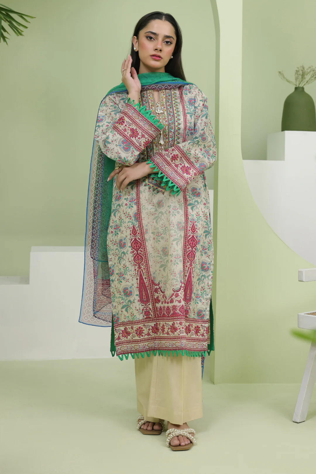 Embroidered Shirt Dupatta - 1714 - Image 2