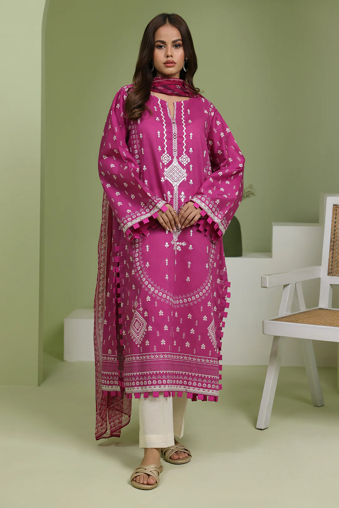 Embroidered Shirt Dupatta - 1717 - Image 2