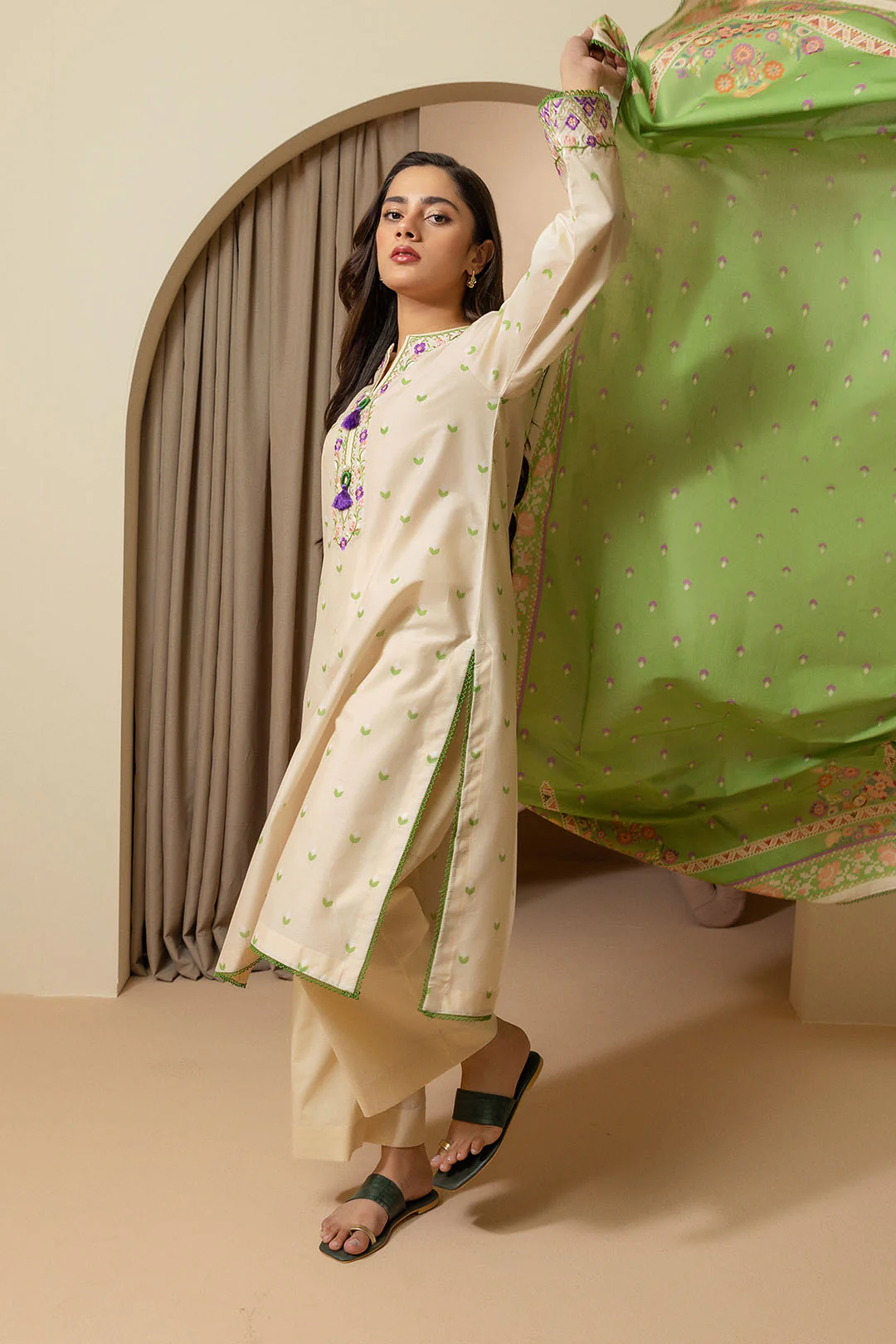 Embroidered Shirt Dupatta - 0105 - Image 5