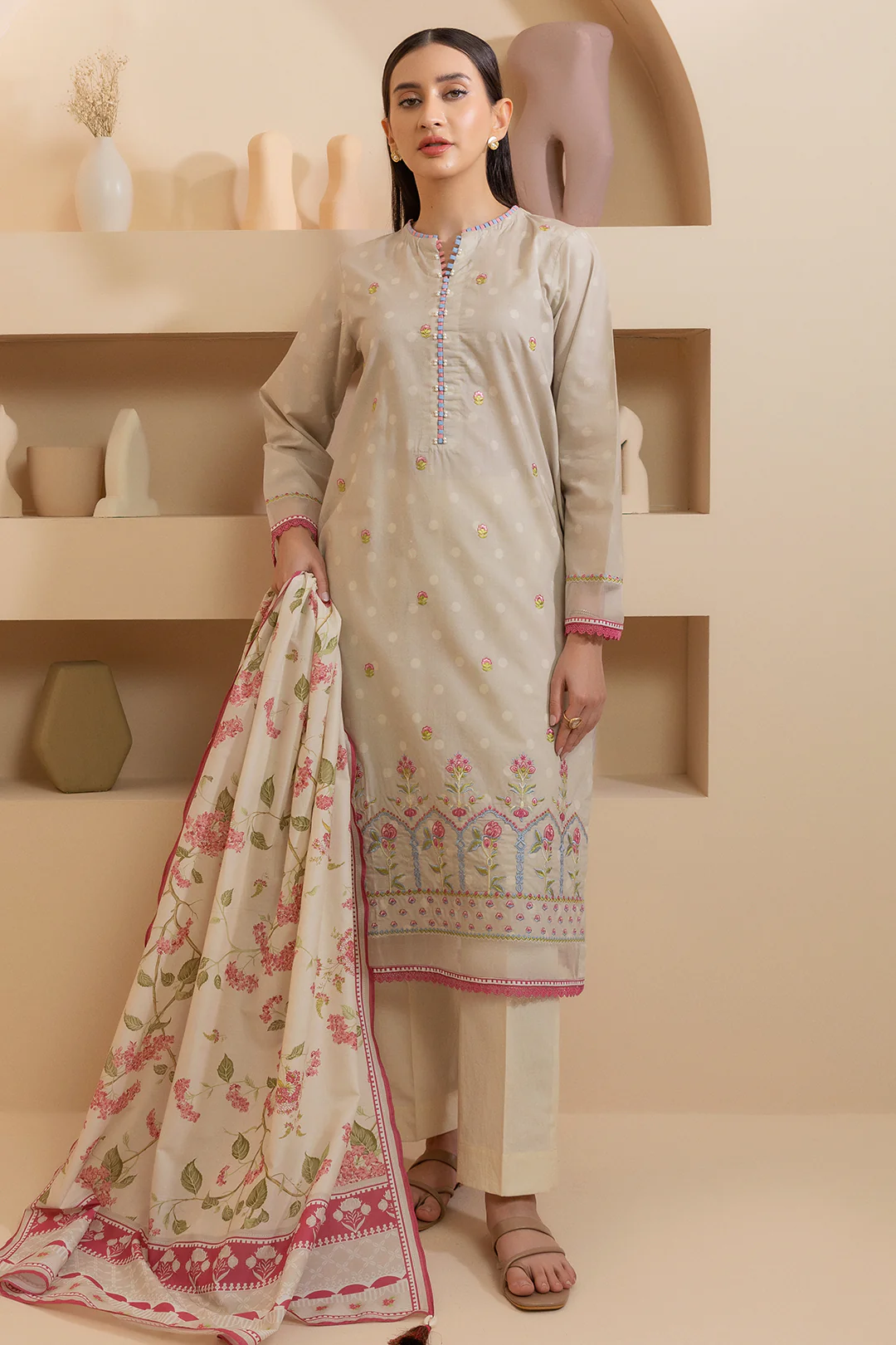 Embroidered Shirt Dupatta - 0177 - Image 3