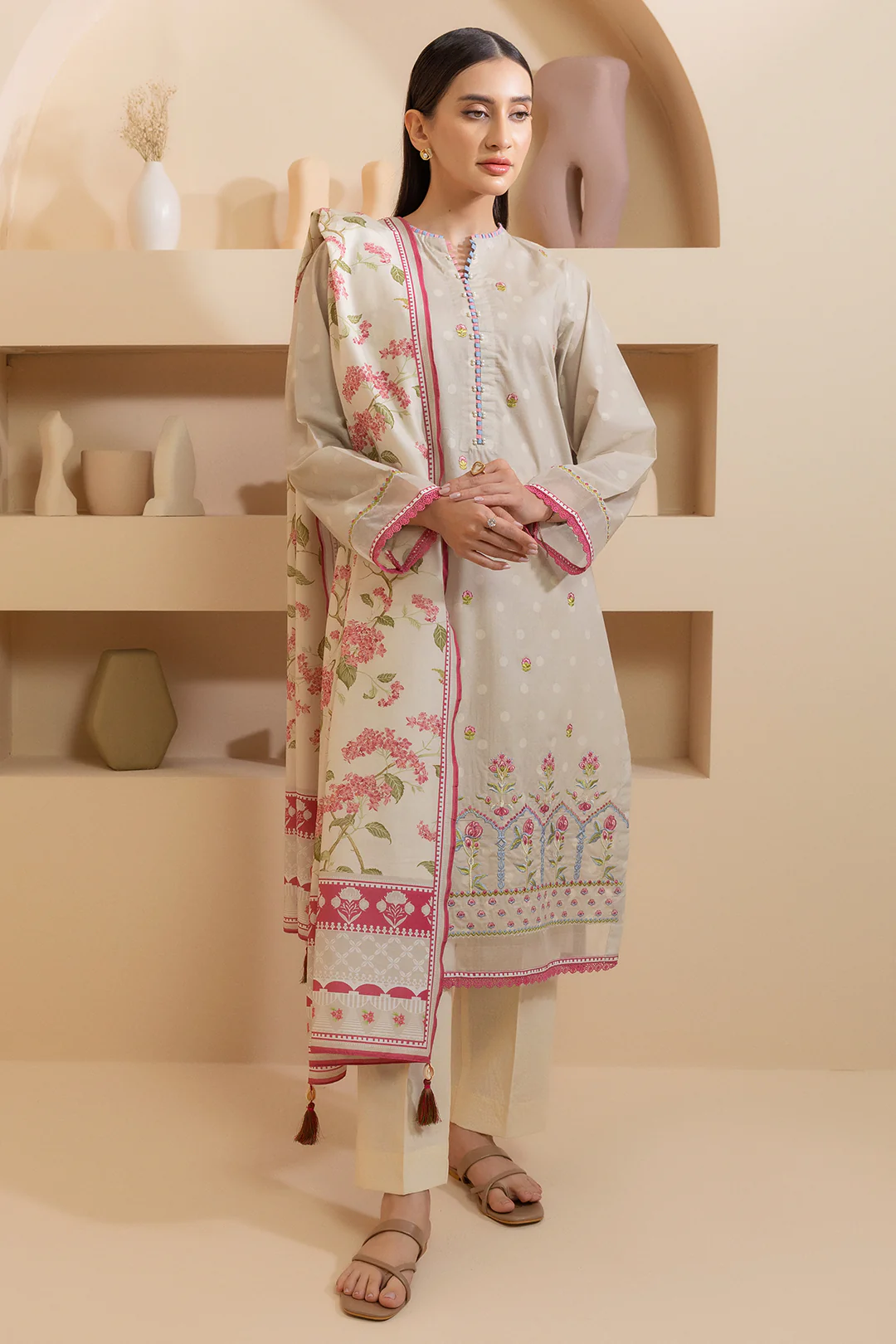 Embroidered Shirt Dupatta - 0177 - Image 5